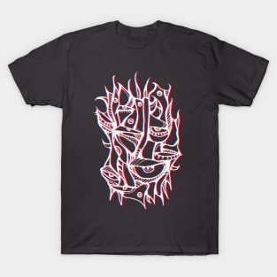 Abstract lines surreal magic eyes 3D red T-Shirt